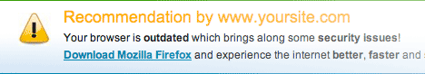 A warning banner to IE6 users